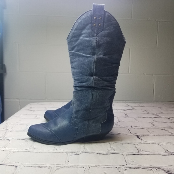 Vtg 80s blue leather suede western boots - Picture 11 of 11